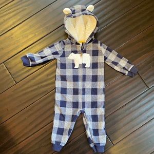 Carter’s fleece one piece outfit - 12 months